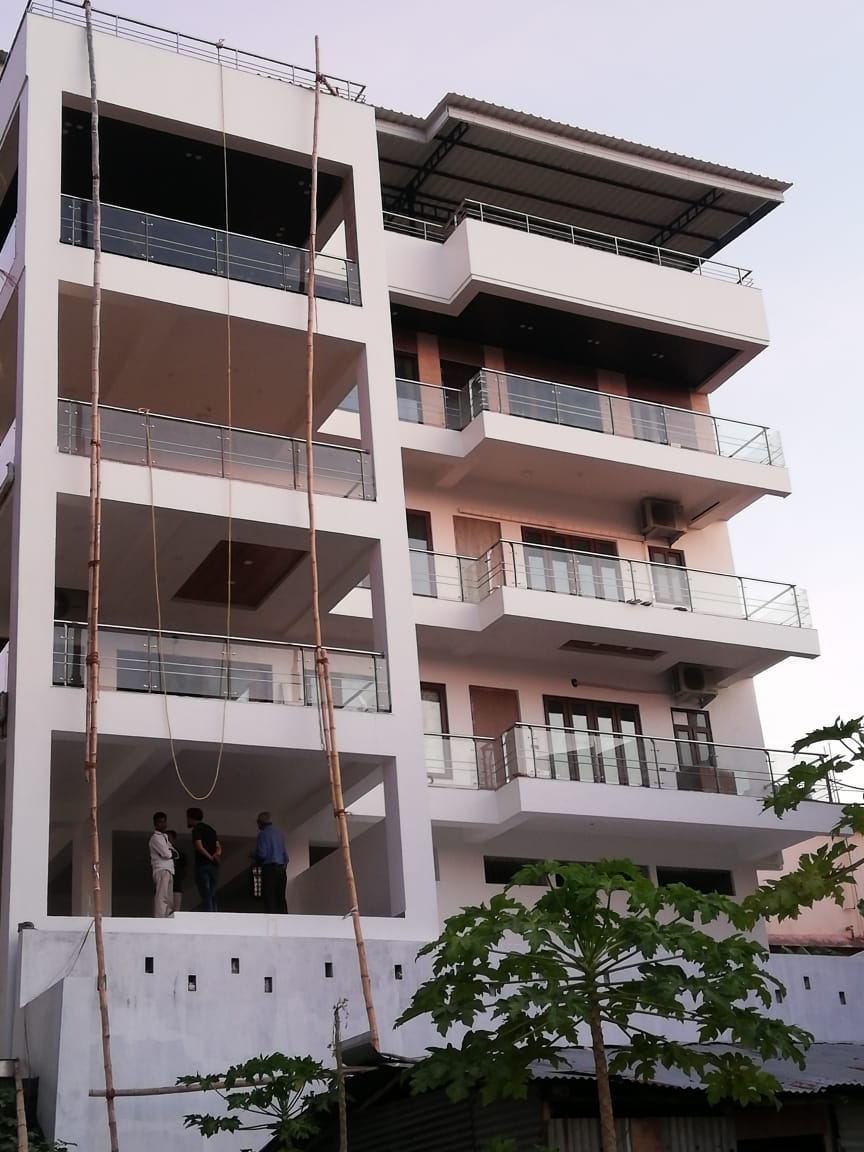 Modern stainless steel railing at Andaman bungalow