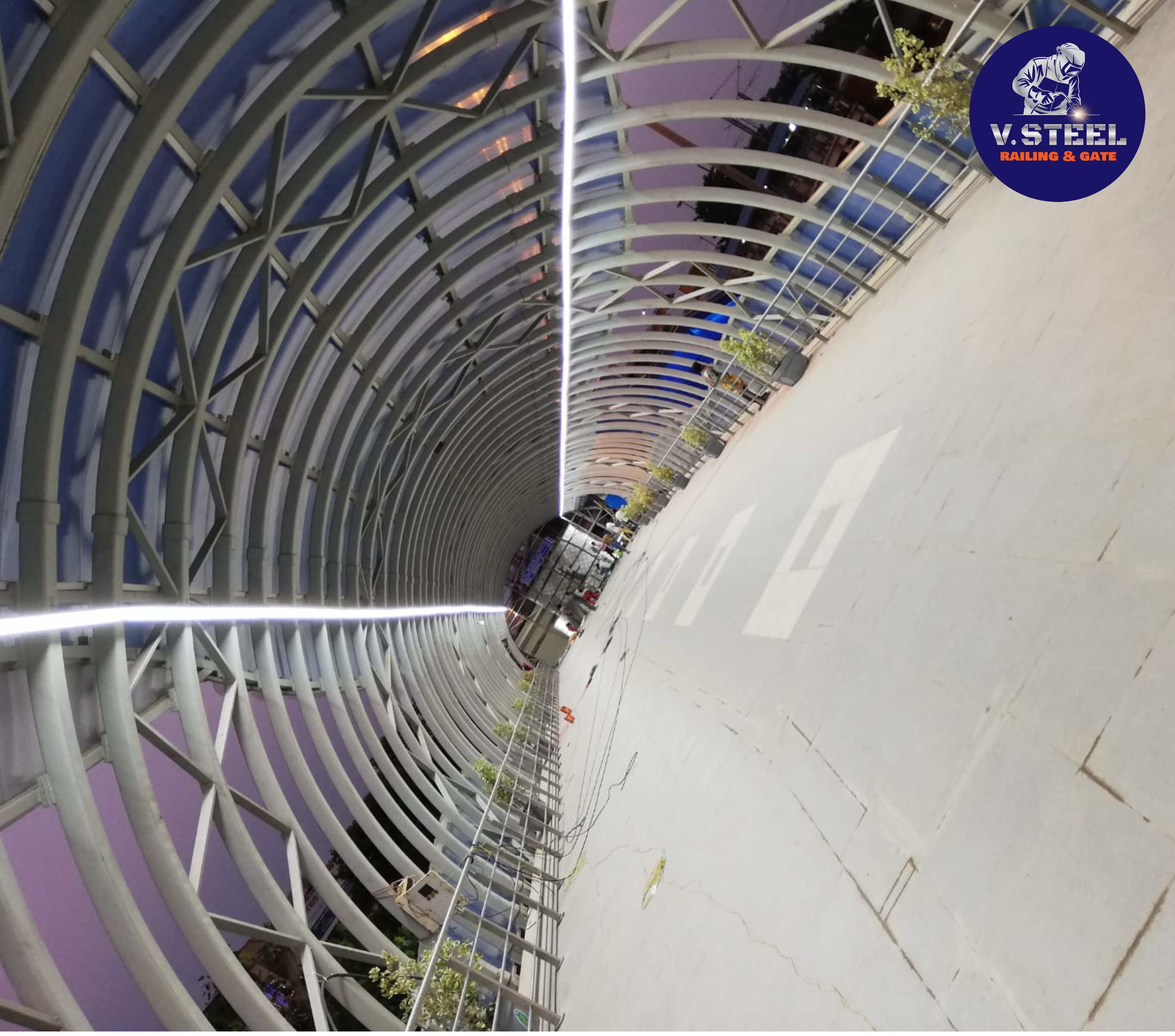 Dakhineswar skywalk railing - close view