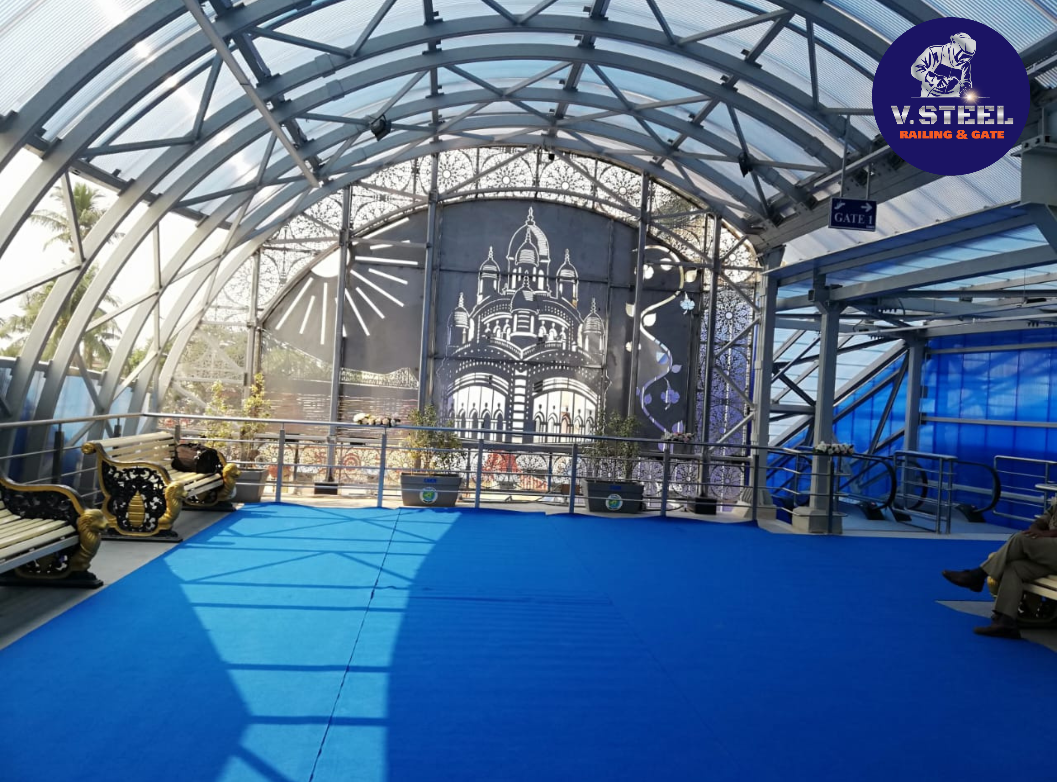 Dakhineswar skywalk railing - long span