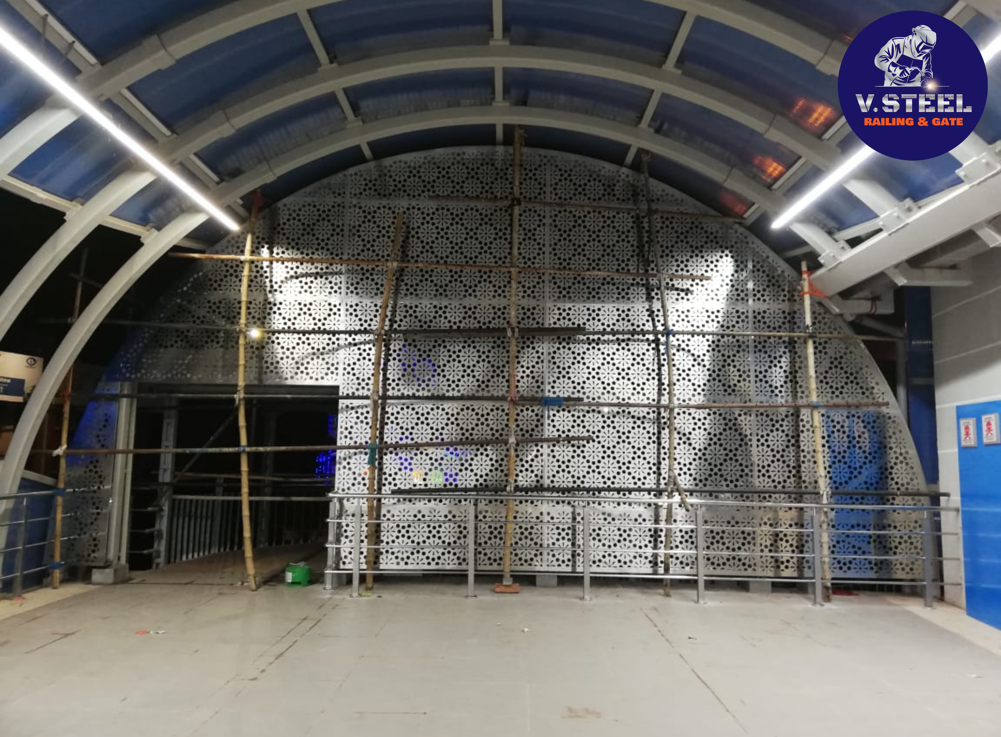 Dakhineswar skywalk railing - night lighting