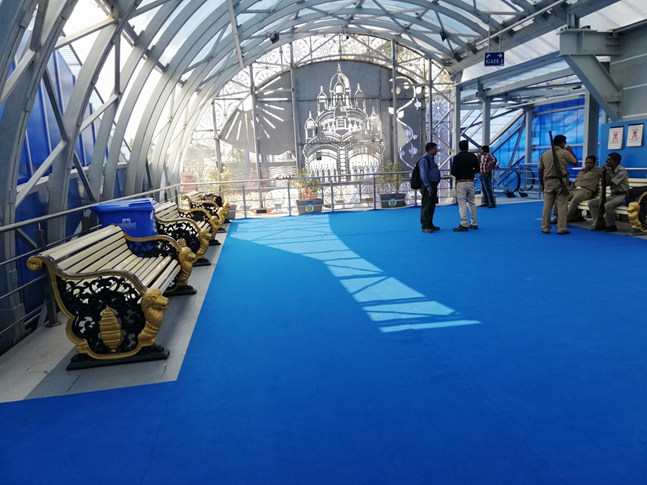 Dakhineswar skywalk railing - night lighting