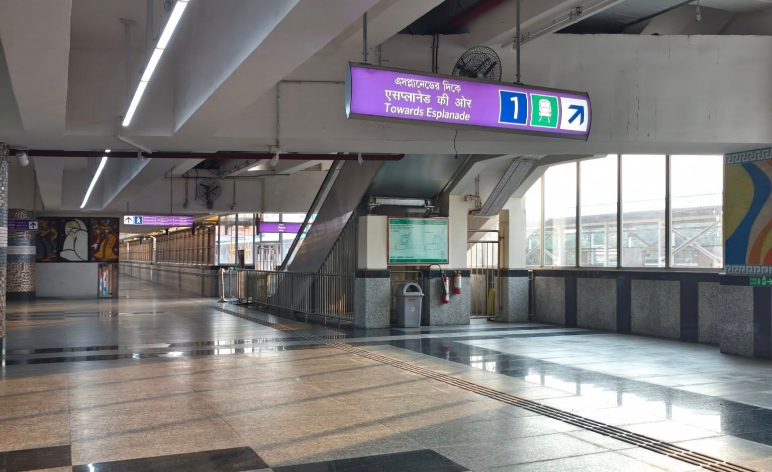 Long stretch of SS railings at Majherhat station